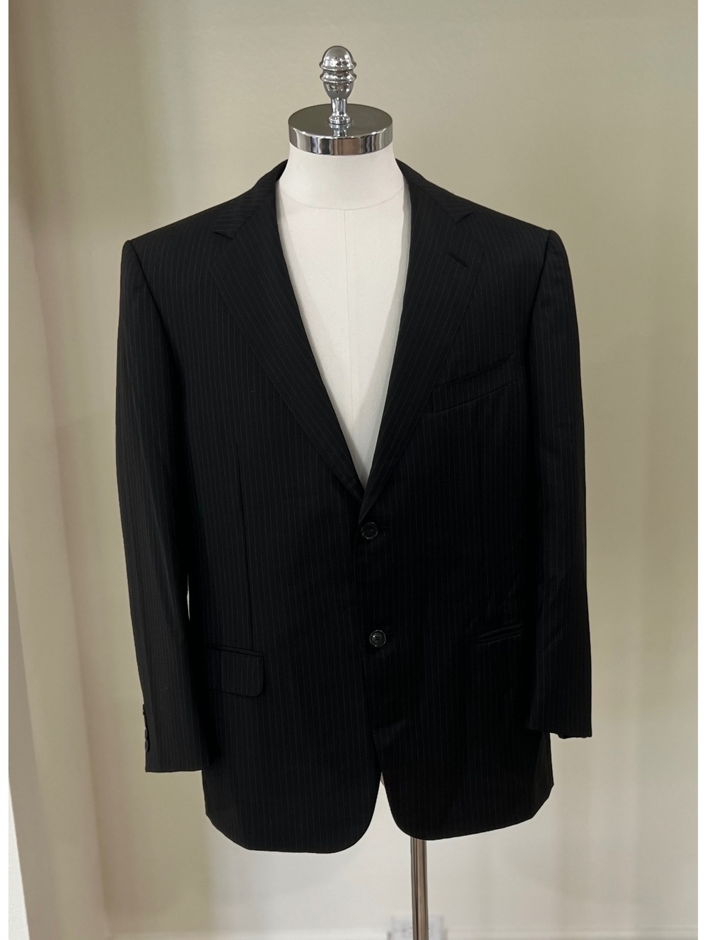 Zegna Saks Fifth Avenue Men's Black Pinstripe Suit 44R 35x30
